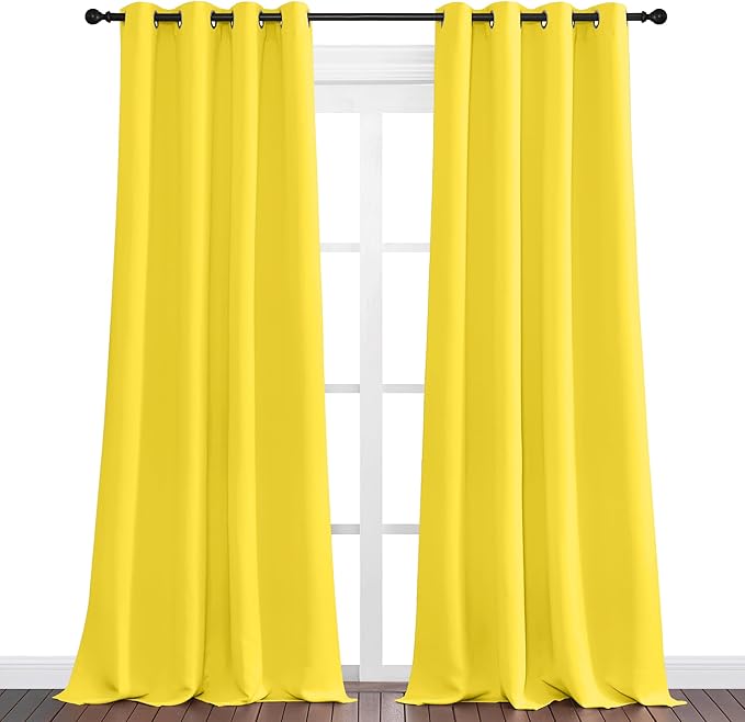 NICETOWN Bright Yellow Curtains 120" Long - Image 2
