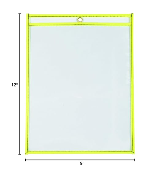 Box USA Neon Stitched Job Ticket Holders, Top Loading, 9 x 12", Reusable Vinyl - Image 2
