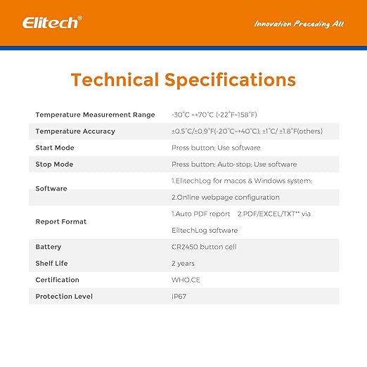 Elitech Temperature Data Logger Single Use Temperature Recorder PDF Report USB - Image 8