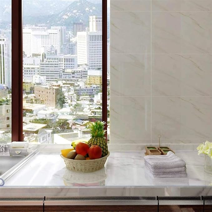 NECAUX Custom 44 x 111 Inch Clear Table Cover Protector, 1.5mm Thick Wood Grain - Image 3