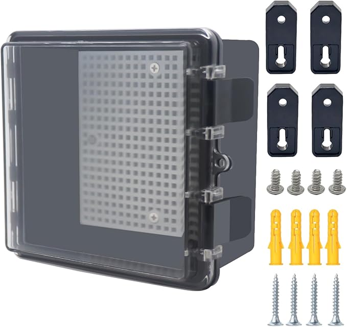 Junction Box, Hinged Black Clear Cover IP67 Waterproof ABS Project Box by Otdorpatio