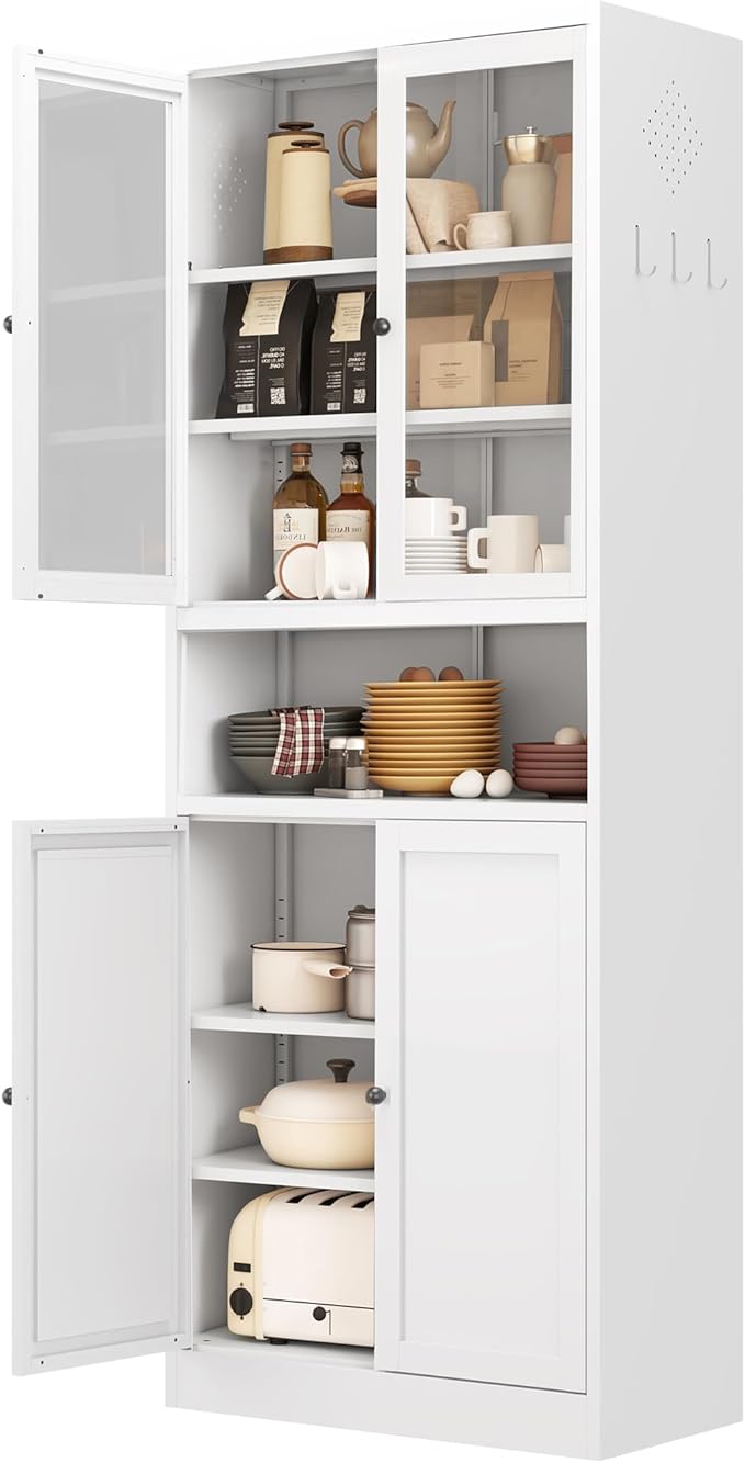 Kitchen Pantry Cabinet with Microwave Stand, Assembly Required - Image 9