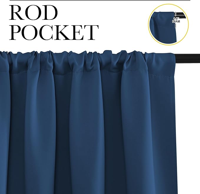 NICETOWN Kitchen Curtains, Short Blackout Drapes, Moroccan Blue, 34 in x 45 in - Image 2