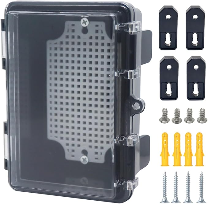 Junction Box, Hinged Black Clear Cover IP67 Waterproof ABS Project Box by Otdorpatio