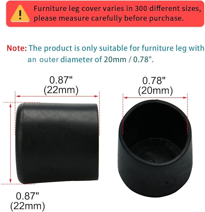 uxcell PVC Leg Cap Tip Cup Feet Cover 20mm 0.79" Inner Dia 10pcs Floor - Image 2