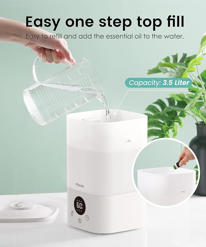 Smart Humidifiers for Bedroom Large Room, 3.5L Top Fill Cool Mist Air - Image 2