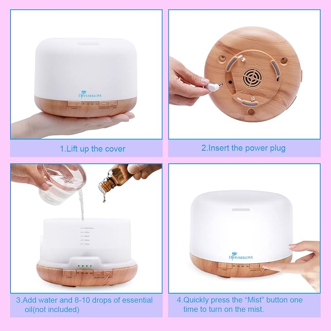 Diffuserlove Diffuser Essential Oil Diffusers 500ML Remote Control Aroma - Image 7