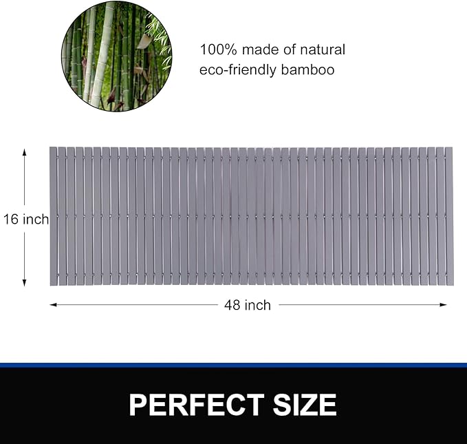 Bath Mat Bathroom Runner Long Large Rugs Floor Wood Shower Bathtub Waterproof - Image 2