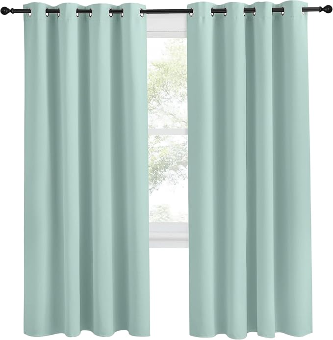 NICETOWN Kitchen Blackout Window Curtain Panel, Aqua Blue, 1 Panel, 55 by 78 - Image 2