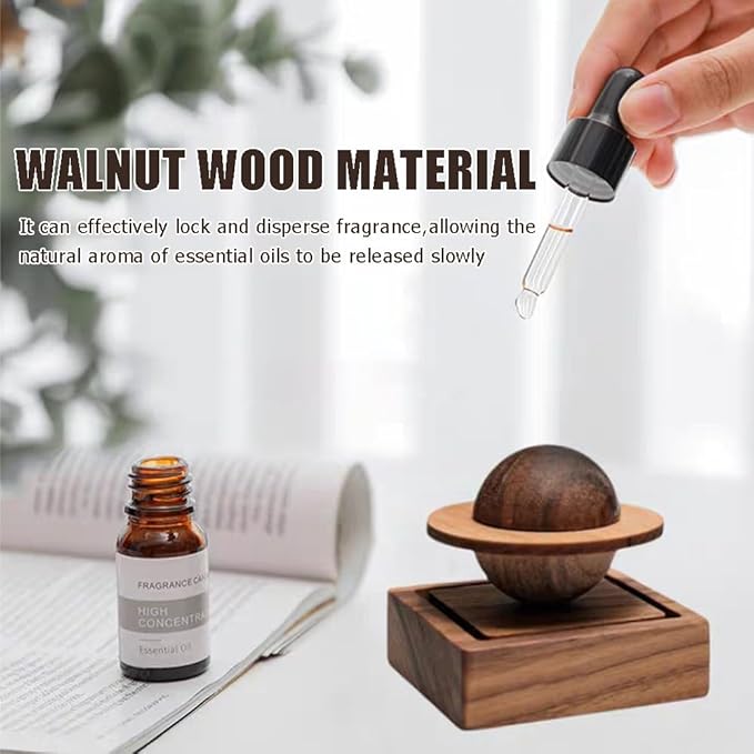 Wood Essential Oil Diffuser, Planet Walnut Aroma Therapy, Passive Diffuser - Image 2
