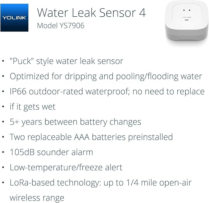 YoLink Water Leak Starter Kit: Hub + 2 Leak Sensor 4, LoRa Long-Range, - Image 2