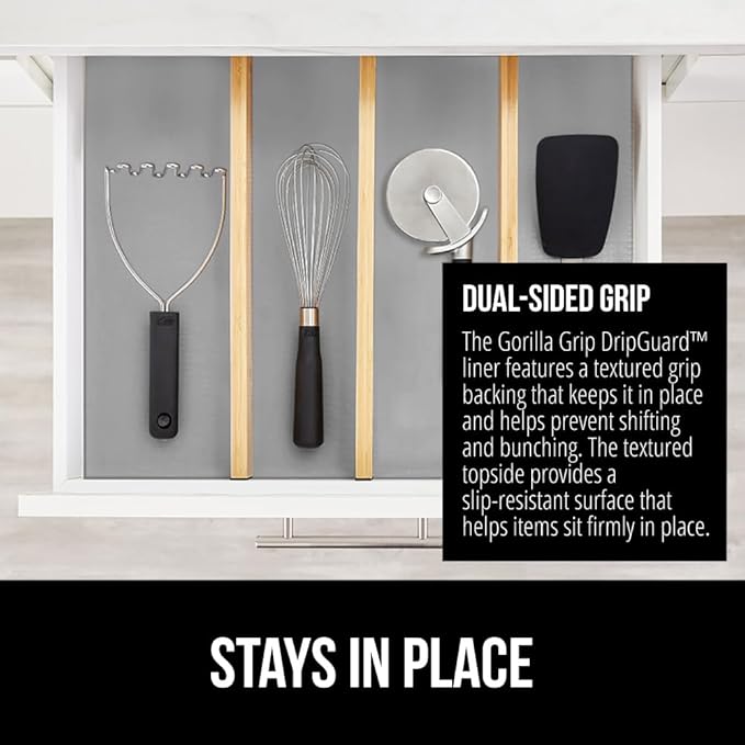 GORILLA GRIP DripGuard Shelf Liner, Non-Adhesive Drawer and Kitchen Cabinet - Image 4
