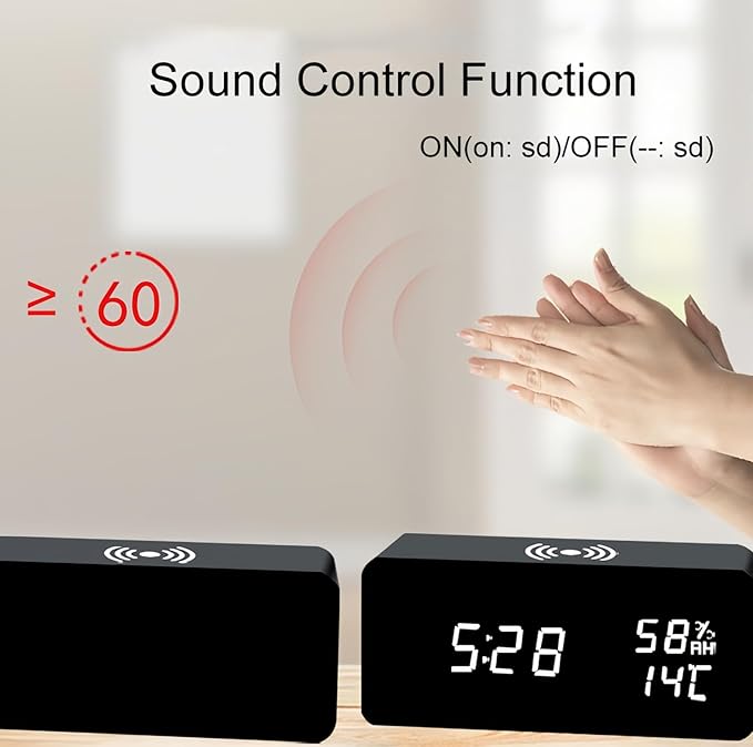 Lancoon Wooden Digital Alarm Clock - Image 3