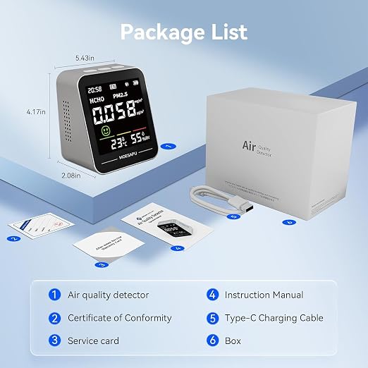 4-in-1 Indoor Air Quality Monitor, HCHO PM2.5 Detector, Formaldehyde - Image 9
