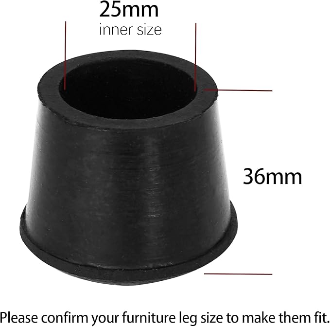 10 PCS Black Round Rubber Chair Leg Caps Tips, Vinyl Rubber End Kits, Soft - Image 2