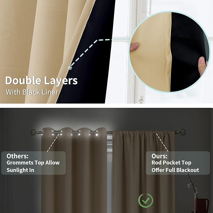 BGment Blackout Curtains for Living Room 63 Inch Length, 2 Panels Set Full Room - Image 7