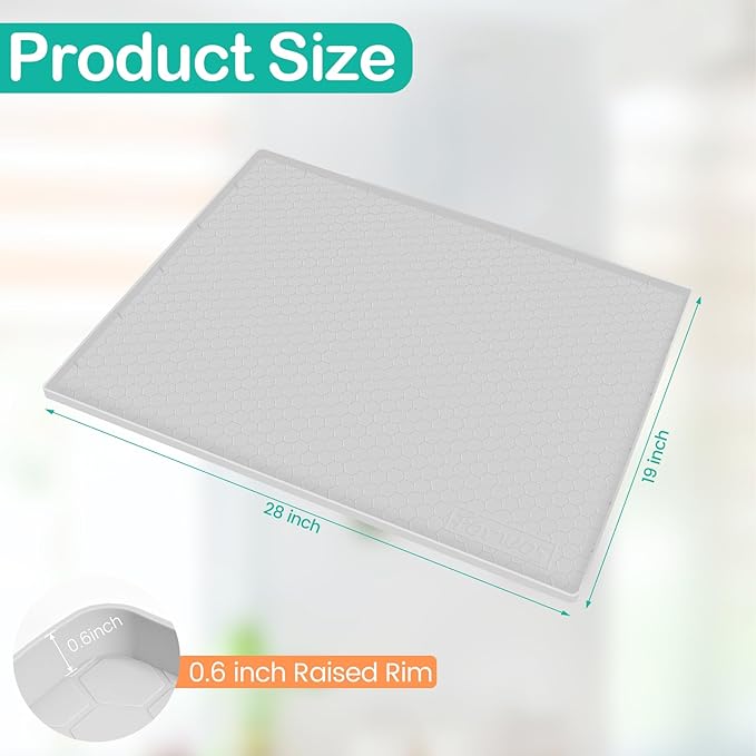 Waterproof Under Sink Mat 28" x 19", Silicone Cabinet Liner, Rubber Protector - Image 2