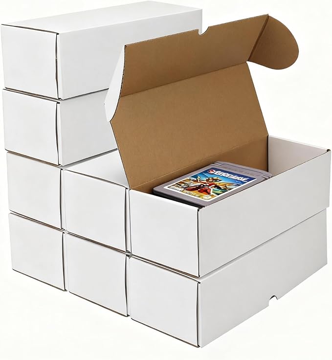 Bulk 300 Capacity Card Toploaders Storage Box, in Total 25 Pack Brown White - Image 4