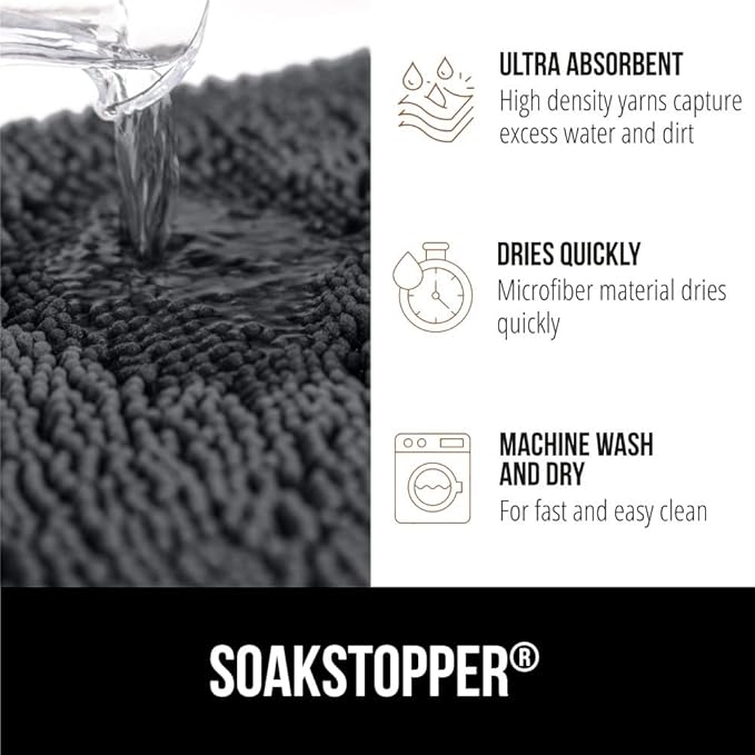 GORILLA GRIP SOAKSTOPPER Dog Door Mat, 70x24 Machine Washable Rug Absorbent - Image 4