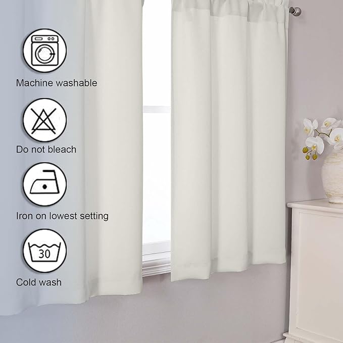 Chyhomenyc Natural Short Blackout Curtains 30 Inch Length, Small Kitchen - Image 7