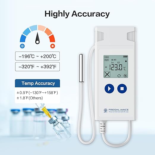 Freshliance Ultra Low Temperature Data Logger, Reusable Temperature Recorder - Image 2