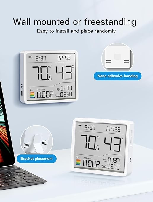 7-in-1 Air Quality Monitor Indoor, Air Analysis Apparatus, 5s Backlight Air - Image 7