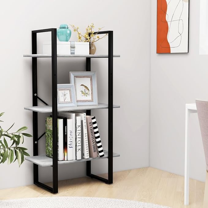 Grey 3-Tier Industrial Storage Shelf 11.8x23.6x41.3 in Matte Engineered Wood & - Image 4