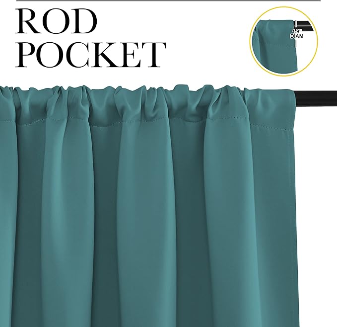 NICETOWN Kitchen Curtains, Sea Teal, Short Blackout Curtains & Drapes, Thermal - Image 2