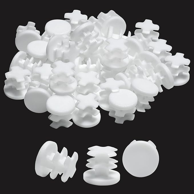 1/2" Plastic Hole Plugs White -Round Chair Leg Caps, Flush Mount Pipe Plugs by EASYEAH