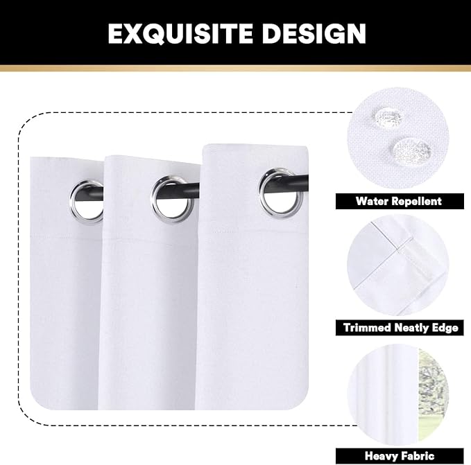 PrinceDeco 100% Blackout Curtains Linen Drapes 108 Inches Long Room Divider - Image 6