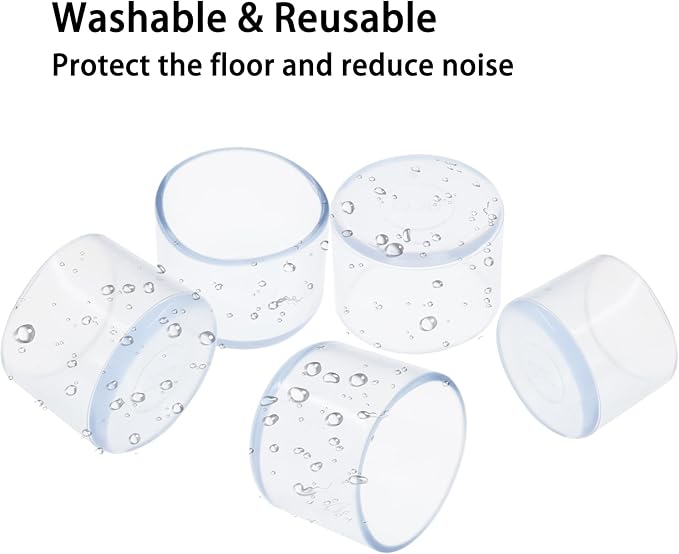 Round Chair Leg Caps, PVC Furniture Feet Covers, TTZEZE Transparent Round Floor - Image 5