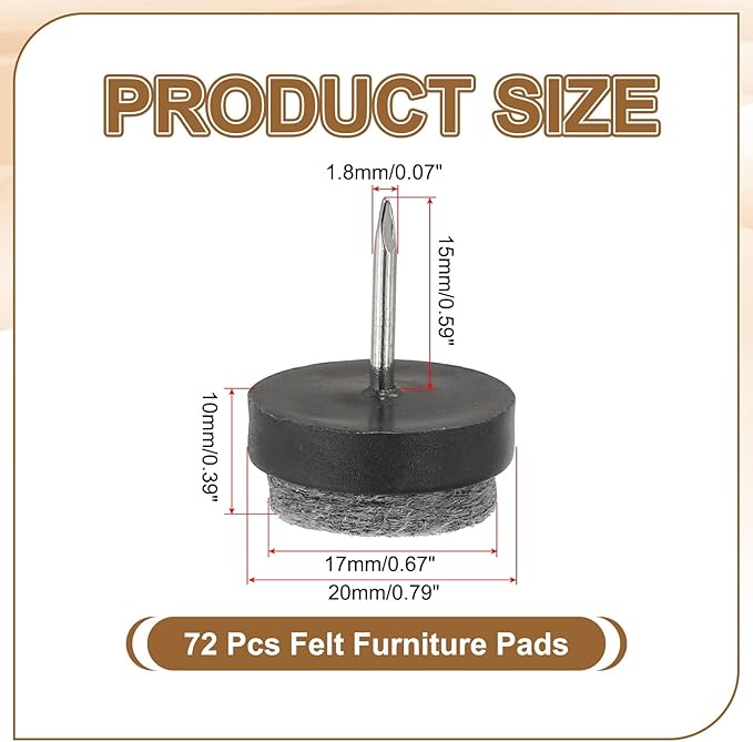 PATIKIL 20 mm Nail-on Felt Pads - Image 2