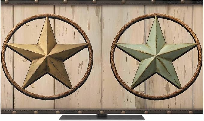 Farmhouse Vintage Brown Western Star Indoor TV Cover, Elastic TV Screen - Image 2