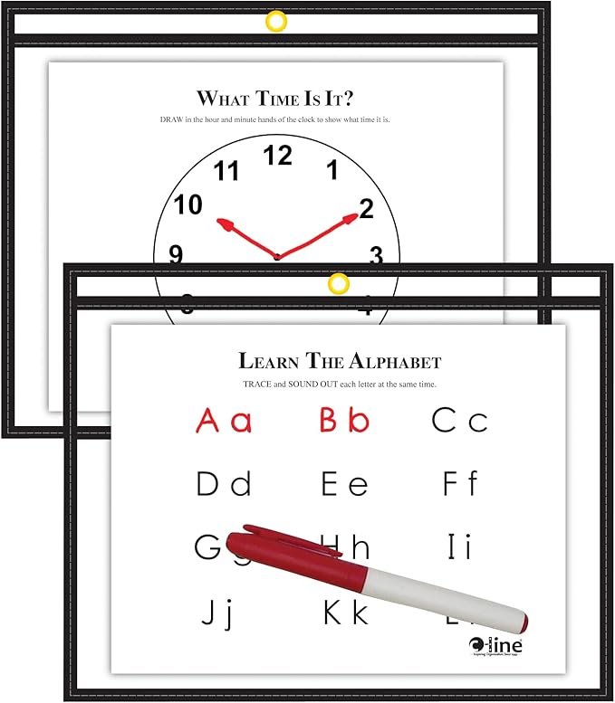C-Line Reusable Dry Erase Pockets, Horizontal by C-Line