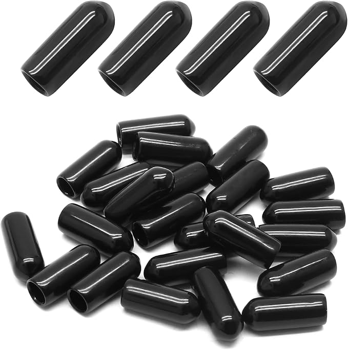 24 Pcs Round Rubber End Caps, 1/4" ID Vinyl Flexible Screw Thread Protectors by Bonsicoky