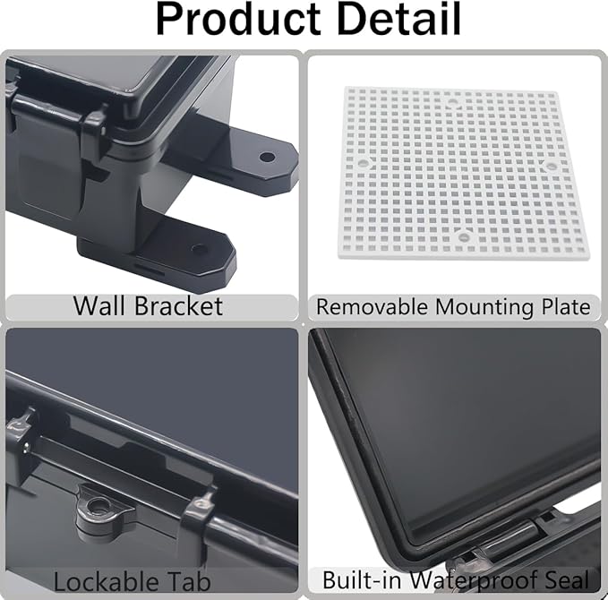 Junction Box, Hinged Black Cover IP67 Waterproof ABS Project Box - Image 3