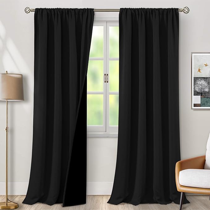 BGment Black Blackout Curtains for Living Room 95 Inch Long, Extra Long Thermal by BGment