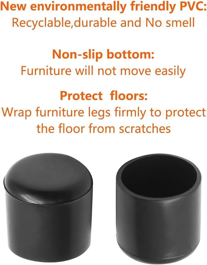 20 Pcs Round Rubber Furniture Leg Caps, 3/4" Vinyl Flexible Chair Leg Floor - Image 4