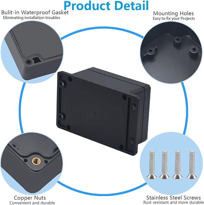 Project Box ABS Black Electrical Boxes IP67 Outdoor Waterproof Junction Box - Image 6