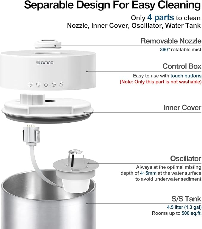 Stainless Steel Humidifier, 4.5L Easy to Clean Humidifier - Image 3