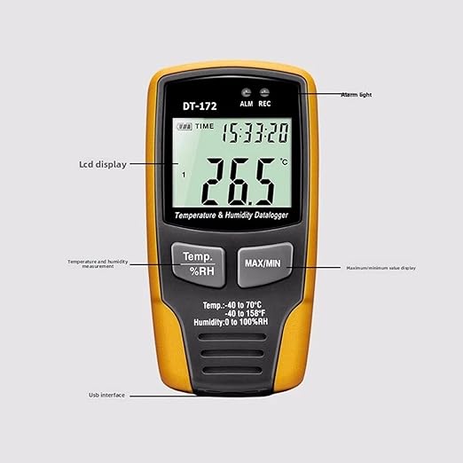 Compact Temperature and Humidity Data Logger 32000 Memory Hygrometer Moisture - Image 4