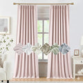 Kayne Studio Soft Pink Pinch Pleated Full Blackout Curtains 102", Linen Blend by KayneStudio