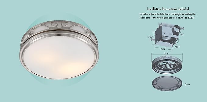 Good Housekeeping 83008 Roman Decorative 110 CFM 3.0 Sones Bathroom Ventilation - Image 4