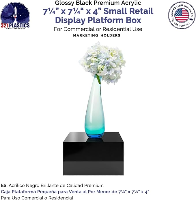 Acrylic Display Box Versatile 5 Sided Pedestal No Lid 7.25" x 7.25" x 4" Inch - Image 5