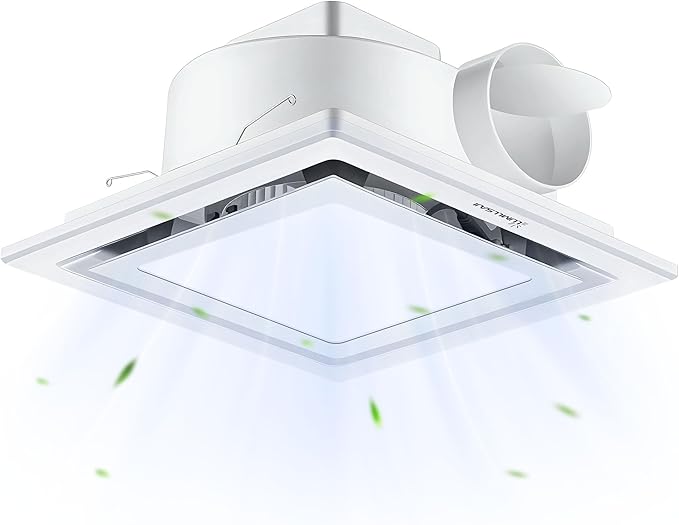 Bathroom Exhaust Fan with Light 10" Ultra Quiet 1.0 Sones, Exhaust Fan Mounting by Unknown