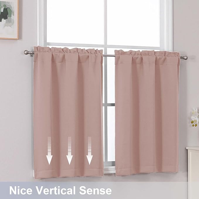Chyhomenyc Blush Pink Short Blackout Curtains 24 Inch Length, Small Kitchen - Image 6
