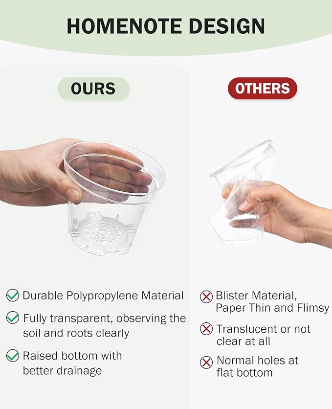 homenote Clear Nursery Pots for Plants, 4 Inch Plant Pot for Planting Plastic - Image 8