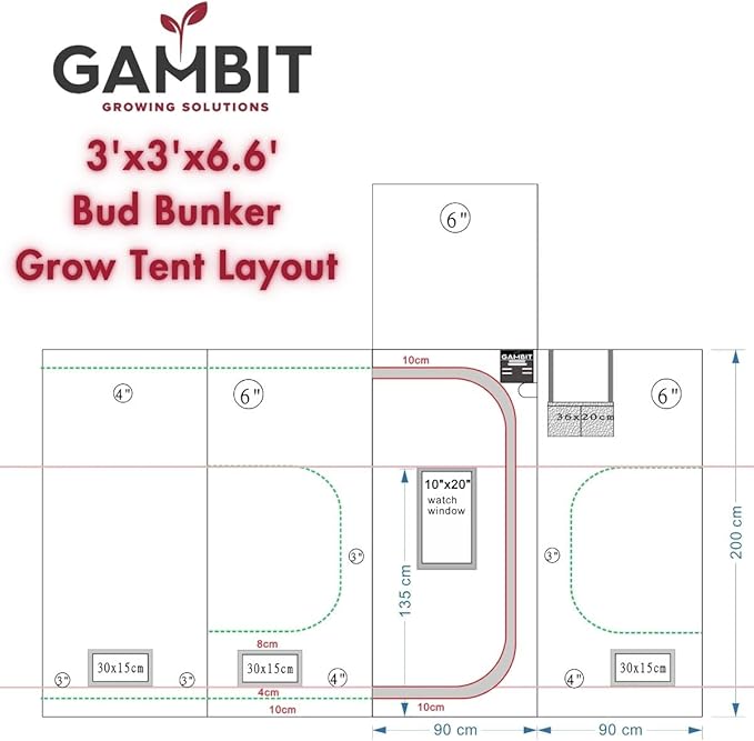 Bud Bunker 3x3 Grow Tent, Thickest 25mm/1-Inch Poles, Heavy-Duty 2000D Diamond - Image 5
