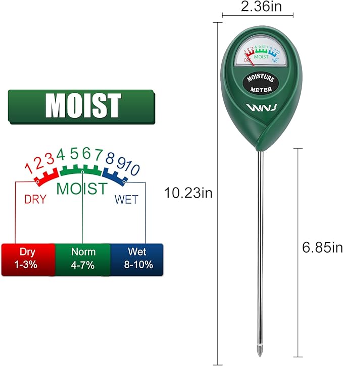 WNJ 2 Pack Soil Moisture Meter, Plant Water Monitor, Lawn Moisture Meter，Soil - Image 4