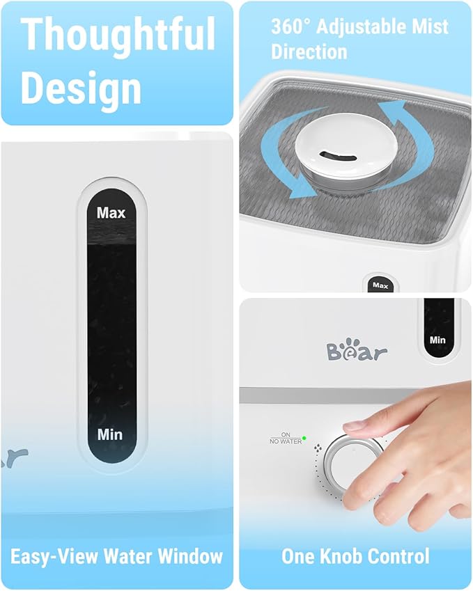 Bear Humidifiers for Bedroom, 2.5L Cool Mist Humidifiers and Oil Diffuser - Image 6